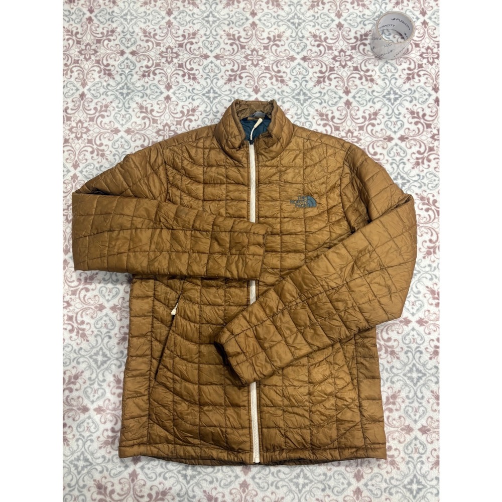 The North Face Thermoball Eco Puffer Jacket Mens Small Brown Full Zip Quilted